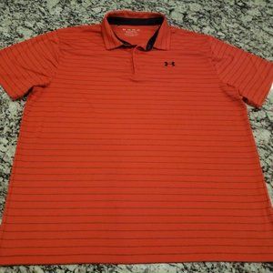 Under Armour Men Short Sleeve THE PLAYOFF POLO Size XXL 2XL HeatGear Striped Red